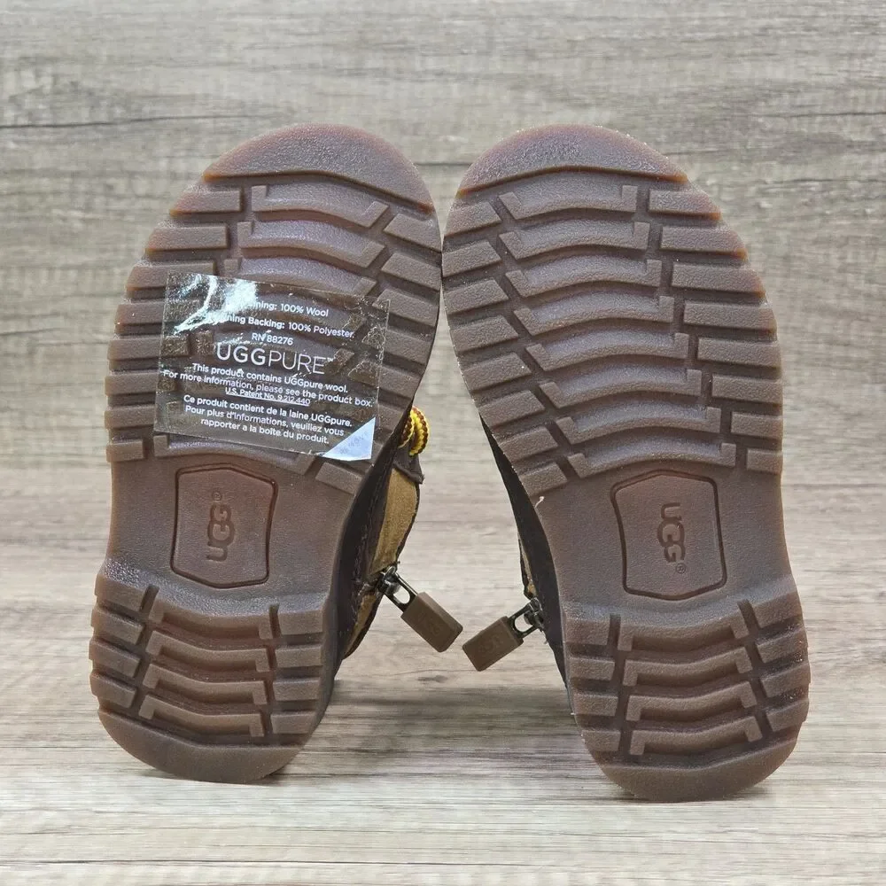 UGG Bradley Toddler's Size 7 Brown Leather Suede Side Zip Ankle Boots (1094574T)